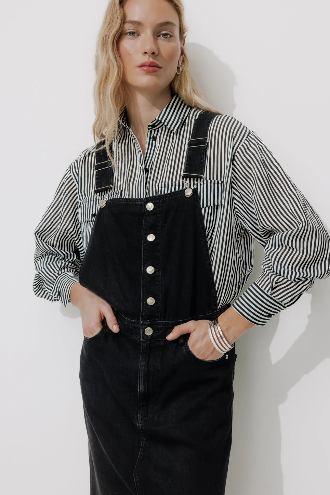 Promod Chemise rayée oversize Femme - Rayé Noir RayéNoir Cheap