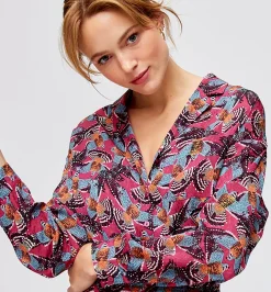 Promod Chemisier imprimé Femme - Imprimé bordeaux Imprimébordeaux Cheap