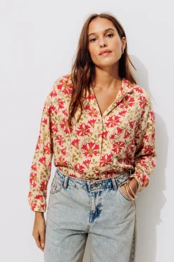 Promod Chemisier satin Femme - Imprimé écru Impriméécru Store