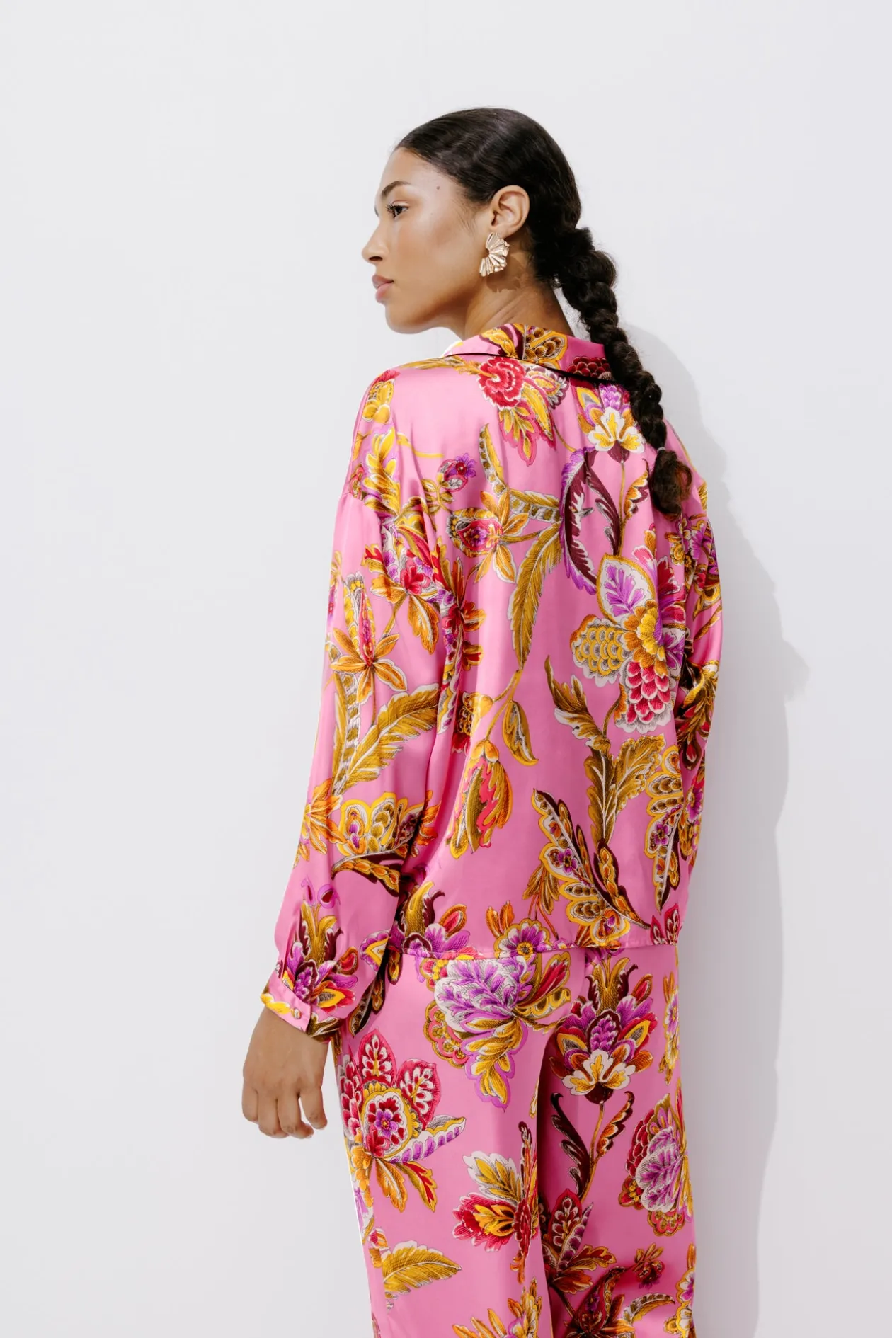 Promod Chemisier satin Femme - Imprimé rose Imprimérose Online