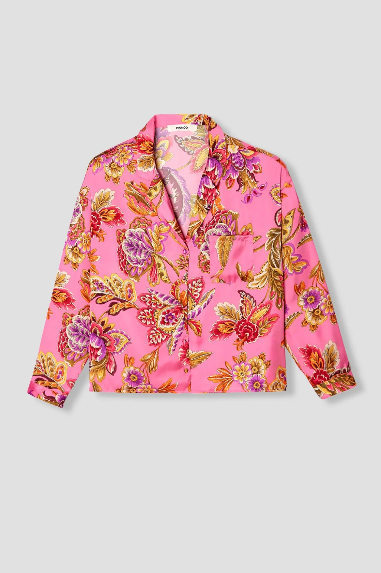 Promod Chemisier satin Femme - Imprimé rose Imprimérose Online