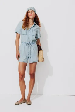 Promod Combishort délavé Femme - Jean clair Jeanclair Fashion