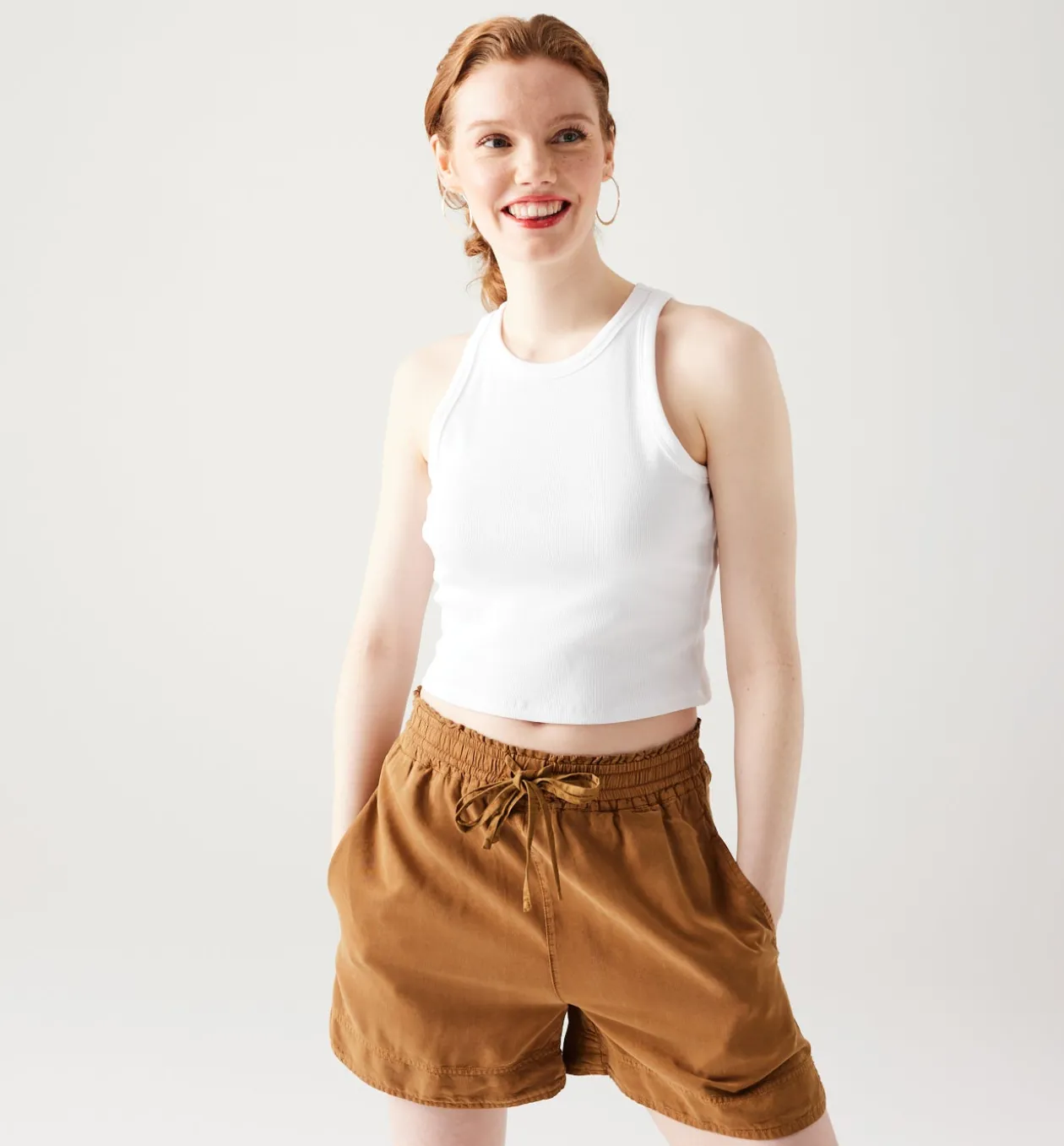 Promod Crop top côtelé Femme - Blanc Cheap