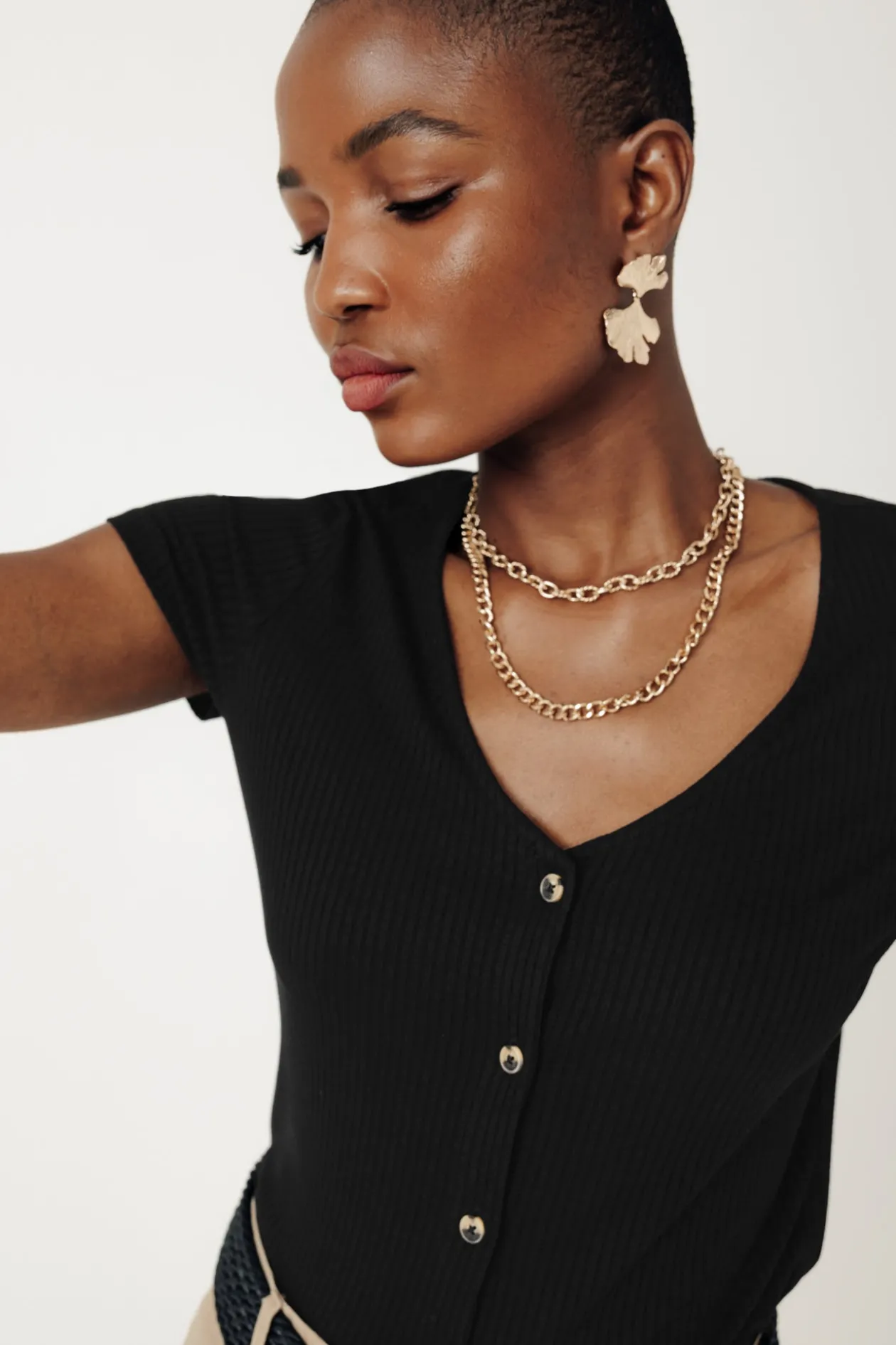 Promod Crop top côtelé Femme - Noir Store