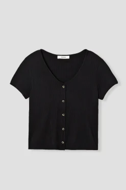 Promod Crop top côtelé Femme - Noir Store