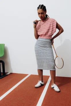 Promod Crop top rayé Femme - Rayures multicolores Rayuresmulticolores Fashion