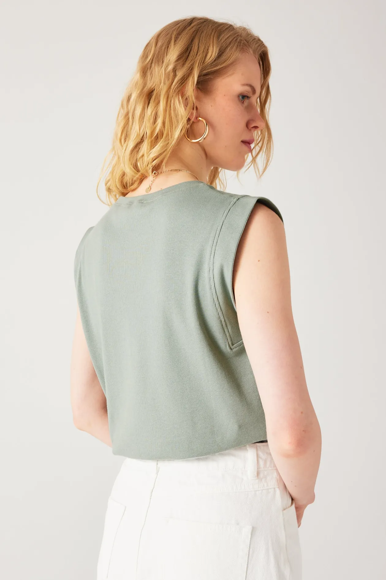 Promod Crop top sans manches Femme - Turquoise Cheap