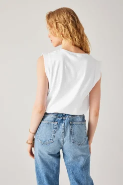 Promod Crop top sans manches Femme - Ecru Hot