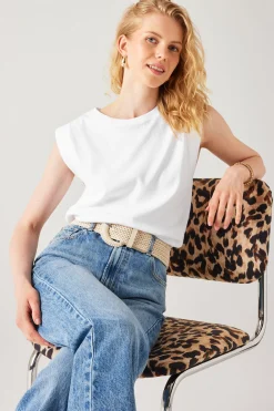 Promod Crop top sans manches Femme - Ecru Hot