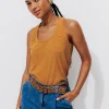 Promod Débardeur brodé dos Femme - Ocre Discount