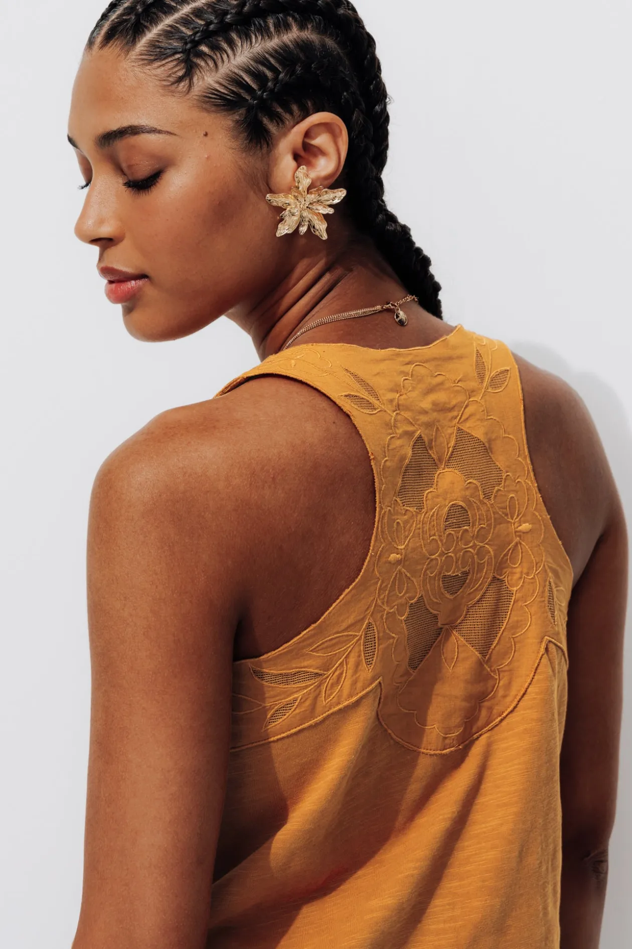 Promod Débardeur brodé dos Femme - Ocre Discount