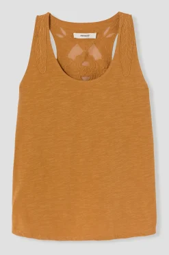 Promod Débardeur brodé dos Femme - Ocre Discount