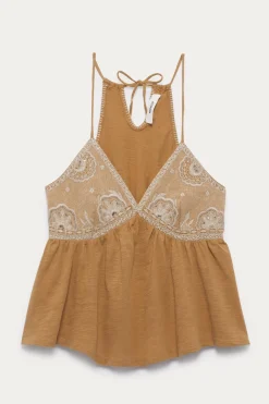 Promod Débardeur brodé Femme - Safran foncé Safranfoncé Best Sale