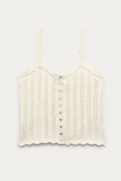 Promod Débardeur en crochet Femme - Ecru Discount