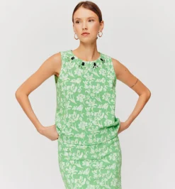 Promod Débardeur en jersey jacquard - Imprimé vert Imprimévert Flash Sale