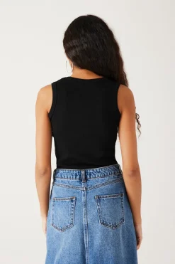 Promod Débardeur marcel côtelé Femme - Noir Flash Sale