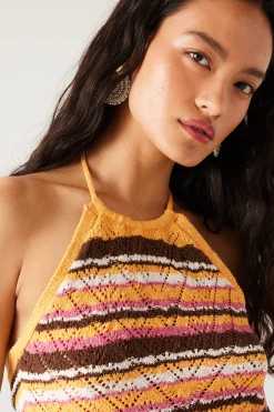 Promod Dos nu en maille ajourée Femme - Rayures multicolores Rayuresmulticolores Best