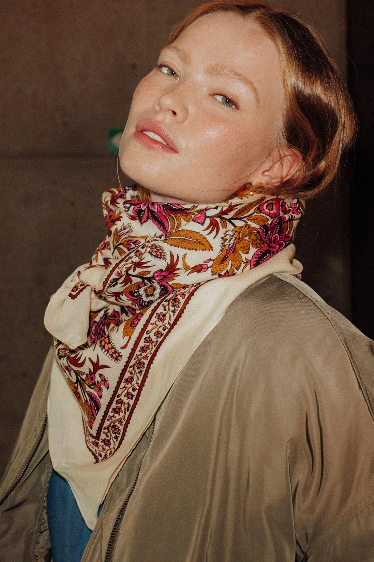 Promod Foulard carré imprimé Femme - Rose Best Sale