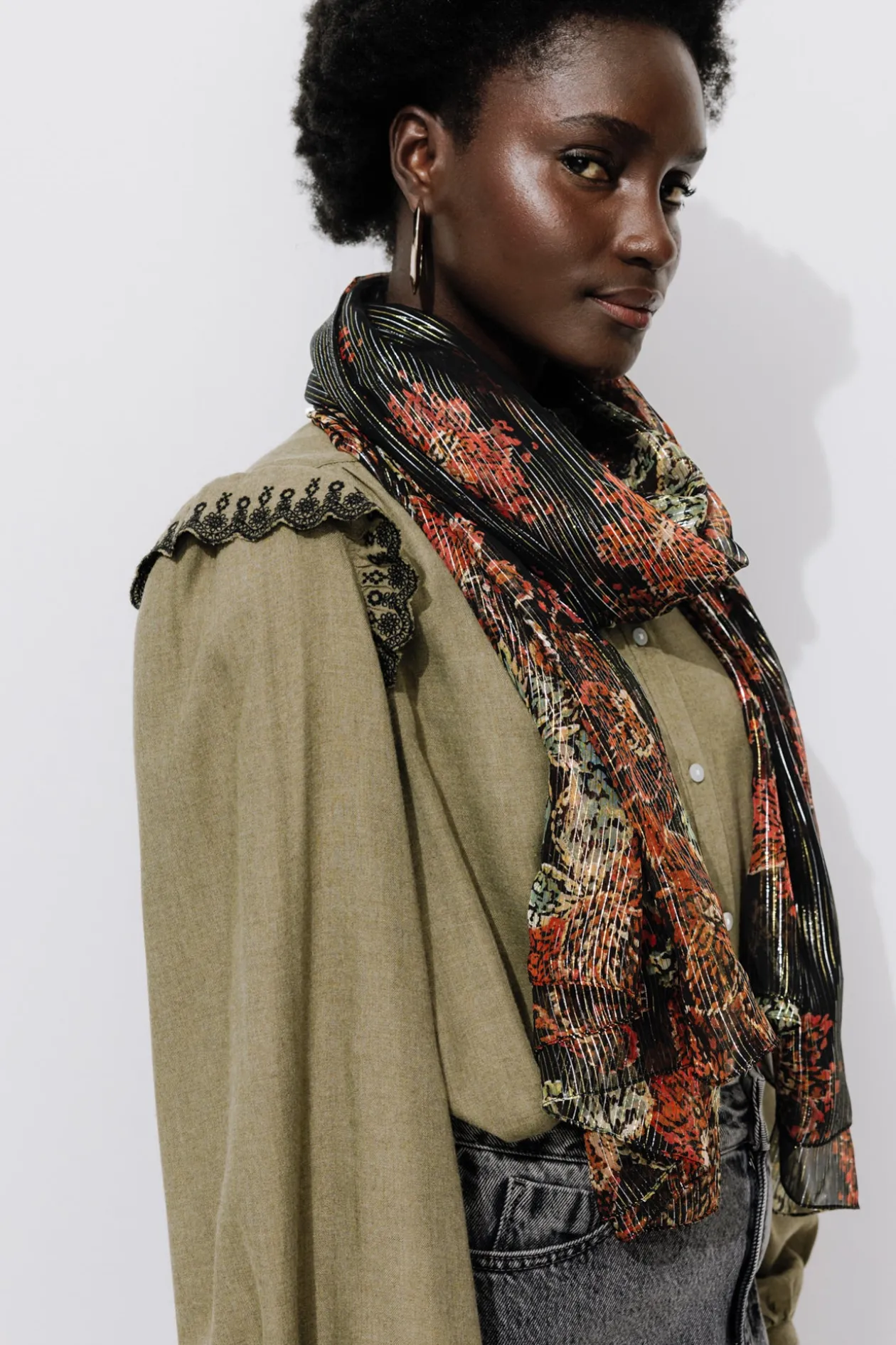 Promod Foulard imprimé irisé Femme - Imprimé noir Impriménoir Hot
