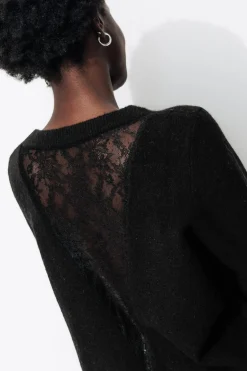 Promod Gilet col V détail dentelle - Noir Hot