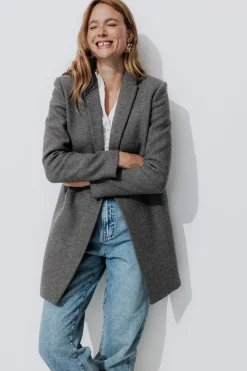 Promod GISELE court manteau en laine - Gris clair Grisclair Sale