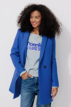 Promod GISELE court manteau en laine - Bleu Fashion