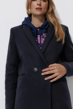 Promod GISELE long manteau en laine - Marine Cheap