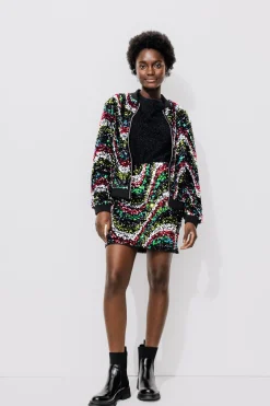 Promod Jupe courte à paillettes Femme - Imprimé multicolore Imprimémulticolore Shop