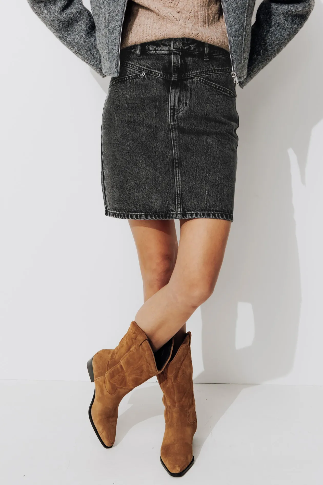 Promod Jupe courte en jean Femme - Jeans gris Jeansgris Best