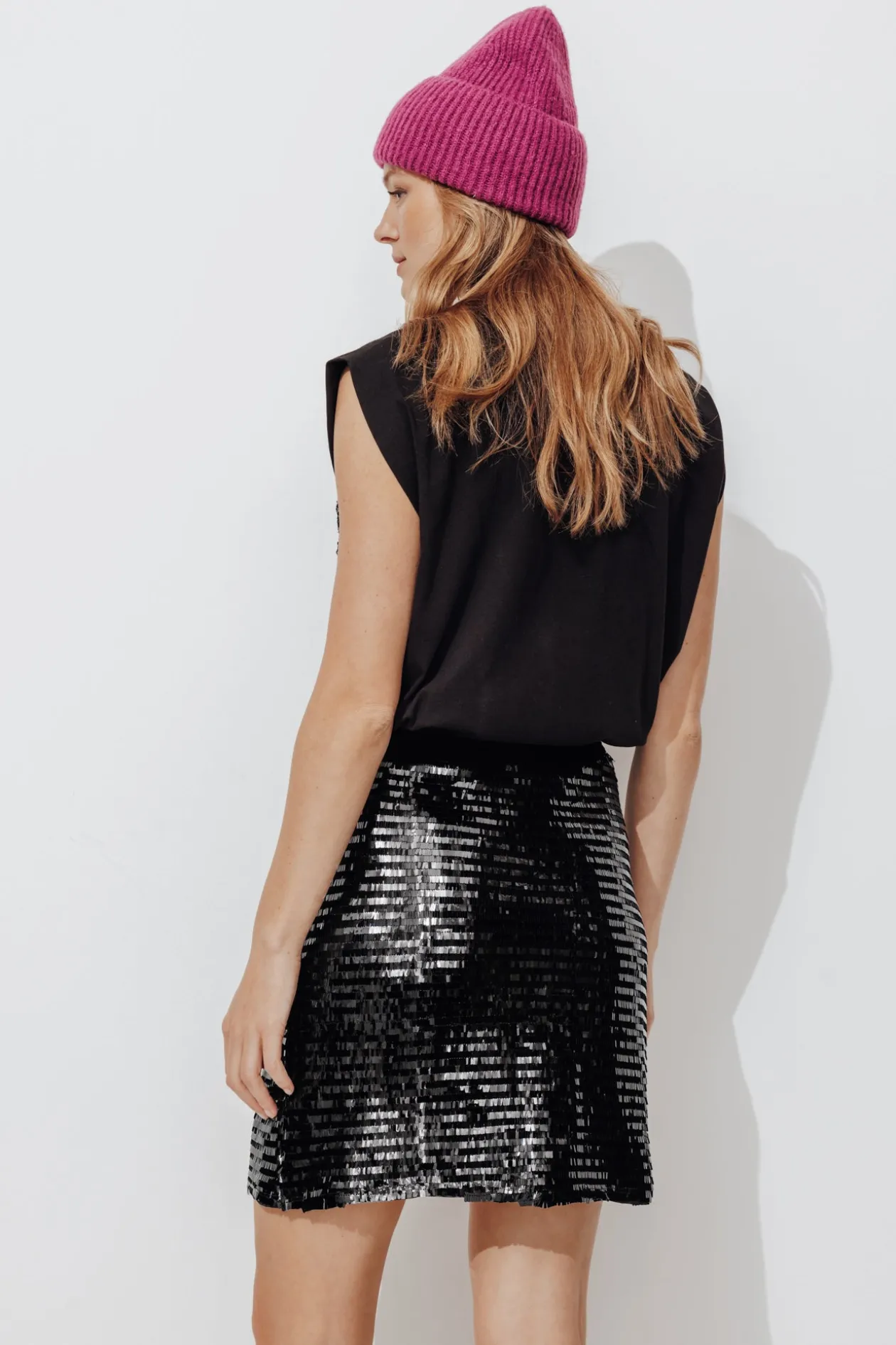Promod Jupe courte en sequins Femme - Noir Sale