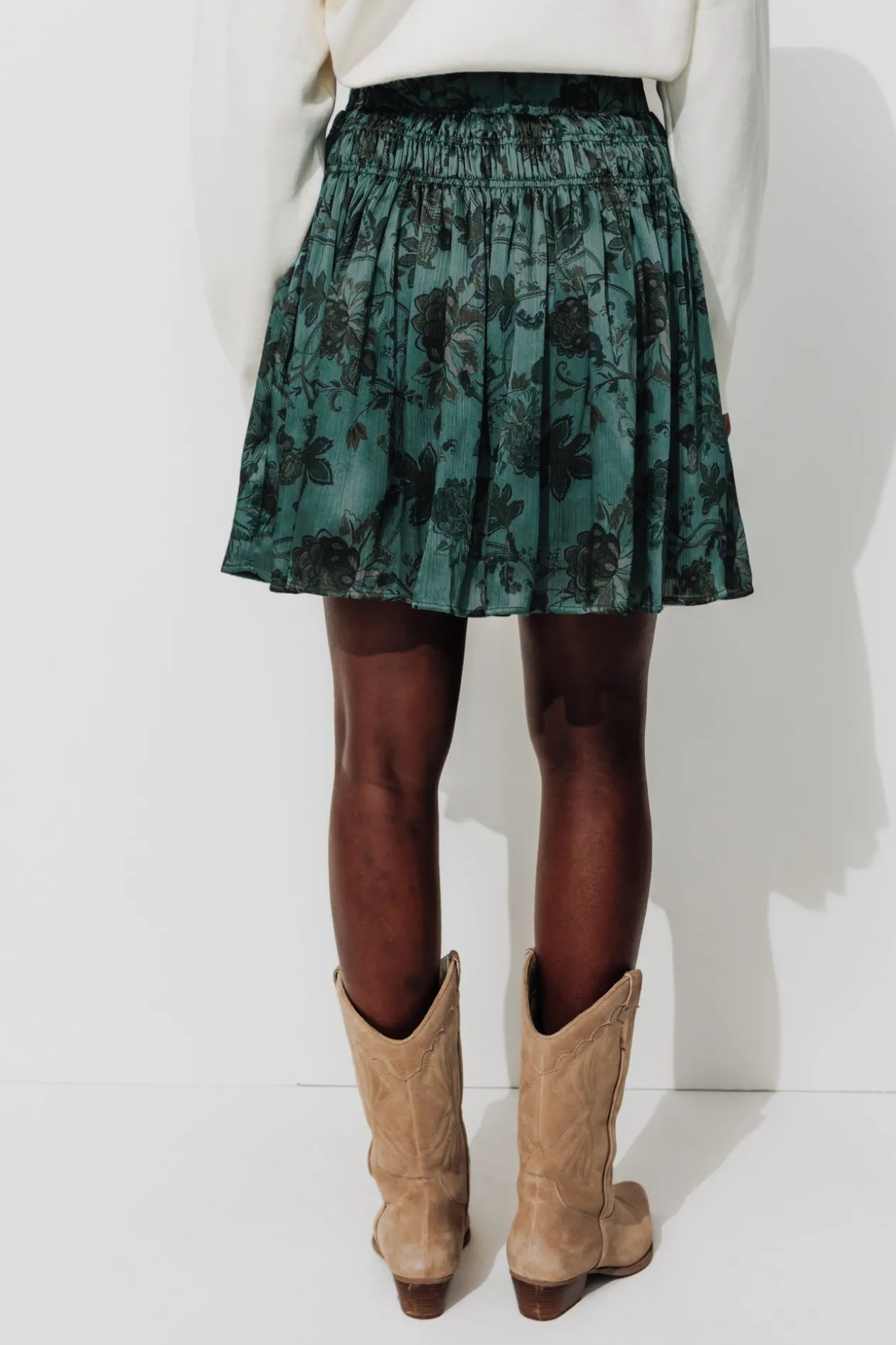 Promod Jupe courte satinée Femme - Imprimé vert Imprimévert New