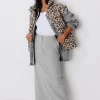 Promod Jupe crayon fendue Femme - Gris Store