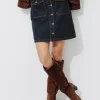 Promod Jupe en jean boutonnée Femme - Jean rinse Jeanrinse Outlet