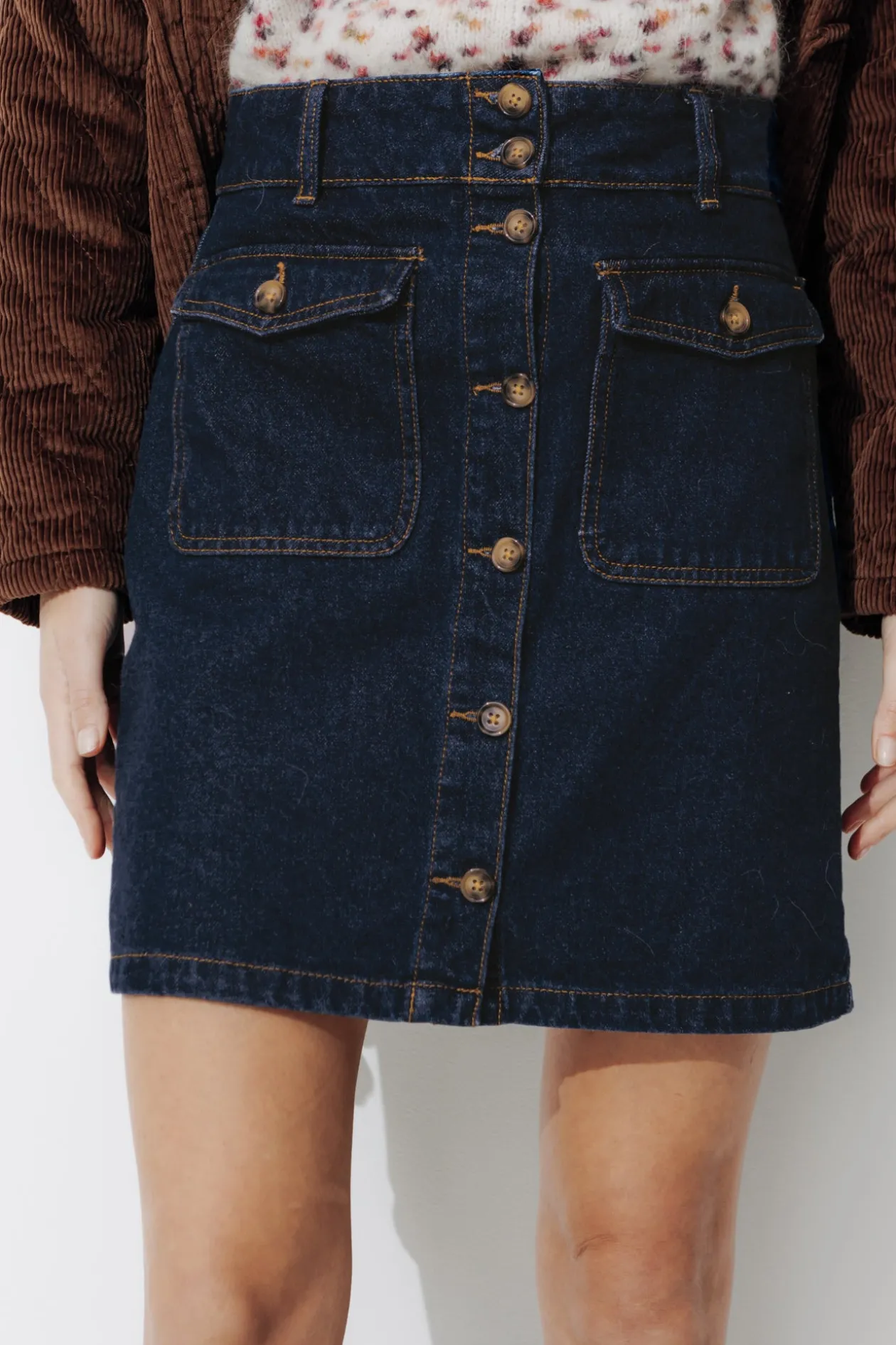Promod Jupe en jean boutonnée Femme - Jean rinse Jeanrinse Outlet