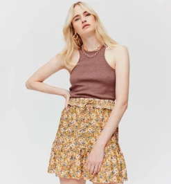 Promod Jupe imprimée volantée Femme - Imprimé ocre Impriméocre New