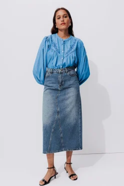 Promod Jupe longue en jean Femme - Jean moyen Jeanmoyen Outlet