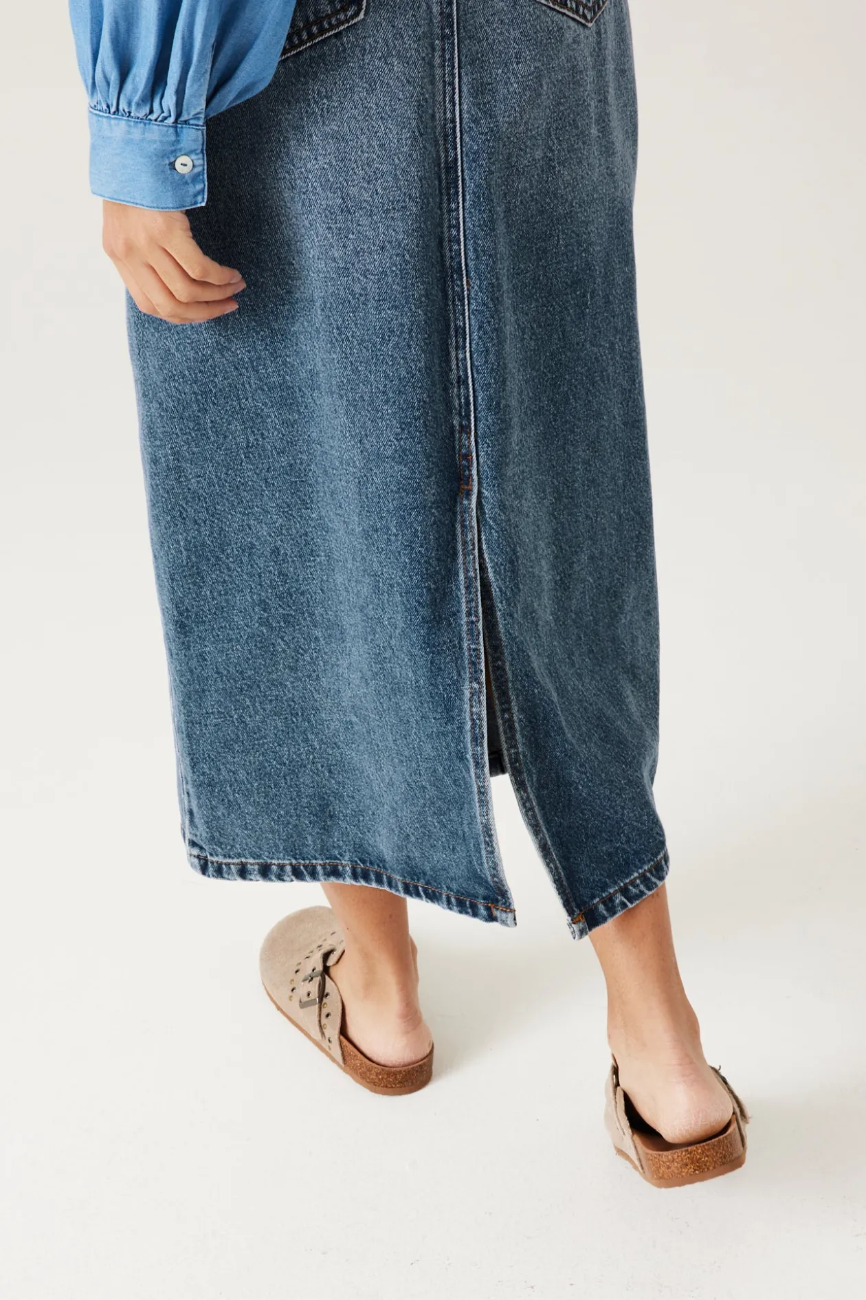 Promod Jupe longue en jean Femme - Jean moyen Jeanmoyen Best Sale