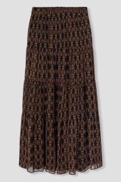 Promod Jupe longue imprimée Femme - Imprimé noir Impriménoir Hot