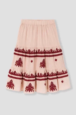 Promod Jupe midi brodée Femme - Beige Fashion