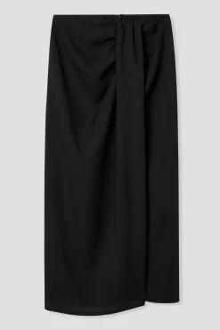 Promod Jupe midi drapée Femme - Noir Clearance
