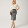 Promod Jupe midi en jean Femme - Jeans gris Jeansgris Flash Sale