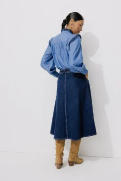 Promod Jupe midi en jean Femme - Jean brut Jeanbrut Fashion