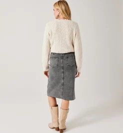 Promod Jupe midi en jean Femme - Jeans gris Jeansgris Flash Sale
