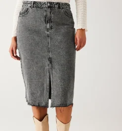 Promod Jupe midi en jean Femme - Jeans gris Jeansgris Clearance