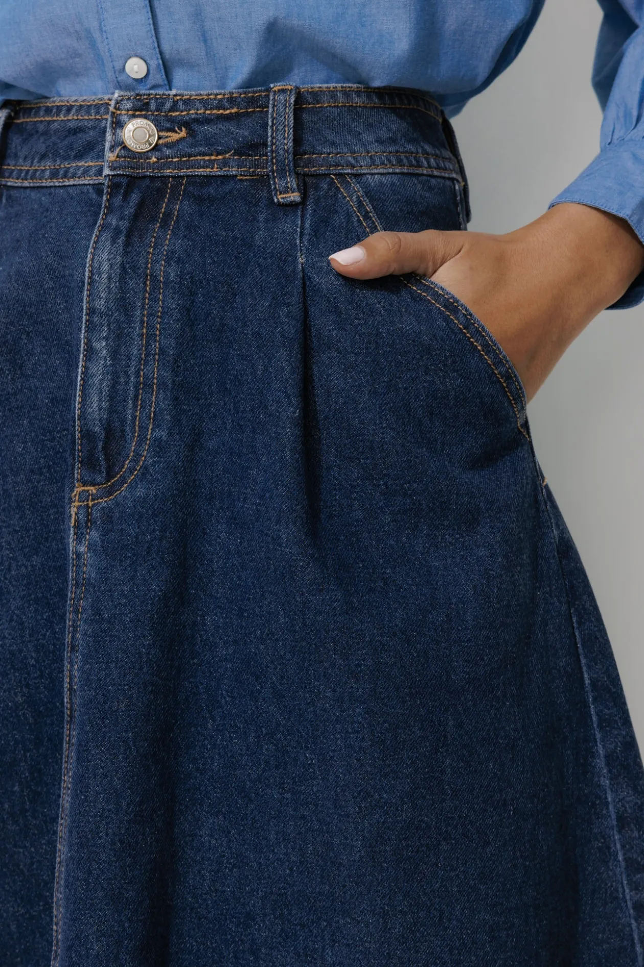 Promod Jupe midi en jean Femme - Jean brut Jeanbrut Fashion