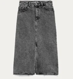 Promod Jupe midi en jean Femme - Jeans gris Jeansgris Clearance