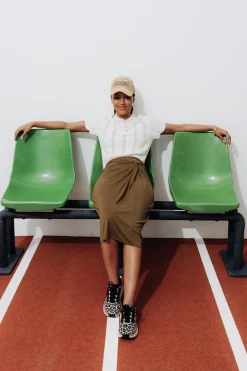 Promod Jupe midi en jersey Femme - Caramel Best Sale