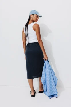Promod Jupe midi en jersey Femme - Bleu Cheap