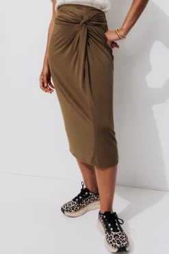 Promod Jupe midi en jersey Femme - Caramel Best Sale