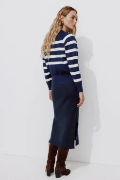 Promod Jupe midi en maille compacte - Marine Store